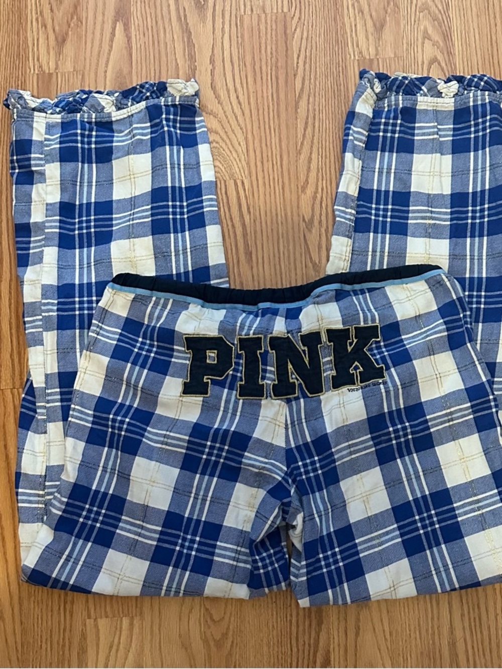 VS Pink Vintage Blue Plaid Pants S